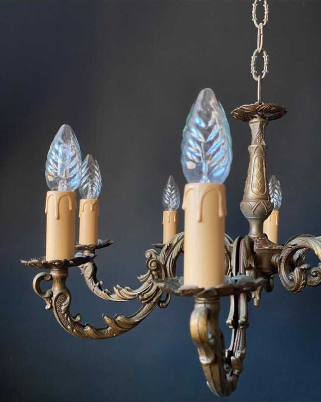 Lustre d'époque en laiton, détaxé pour les États-Unis, Italie photo vintage