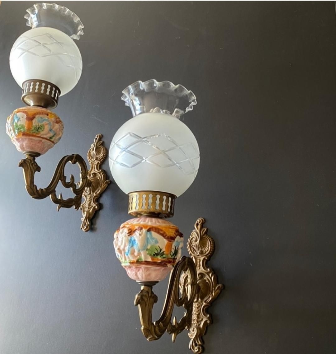 Appliques d'époque en céramique, Italie, exonérées de droits de douane pour les États-Unis photo Luminaires