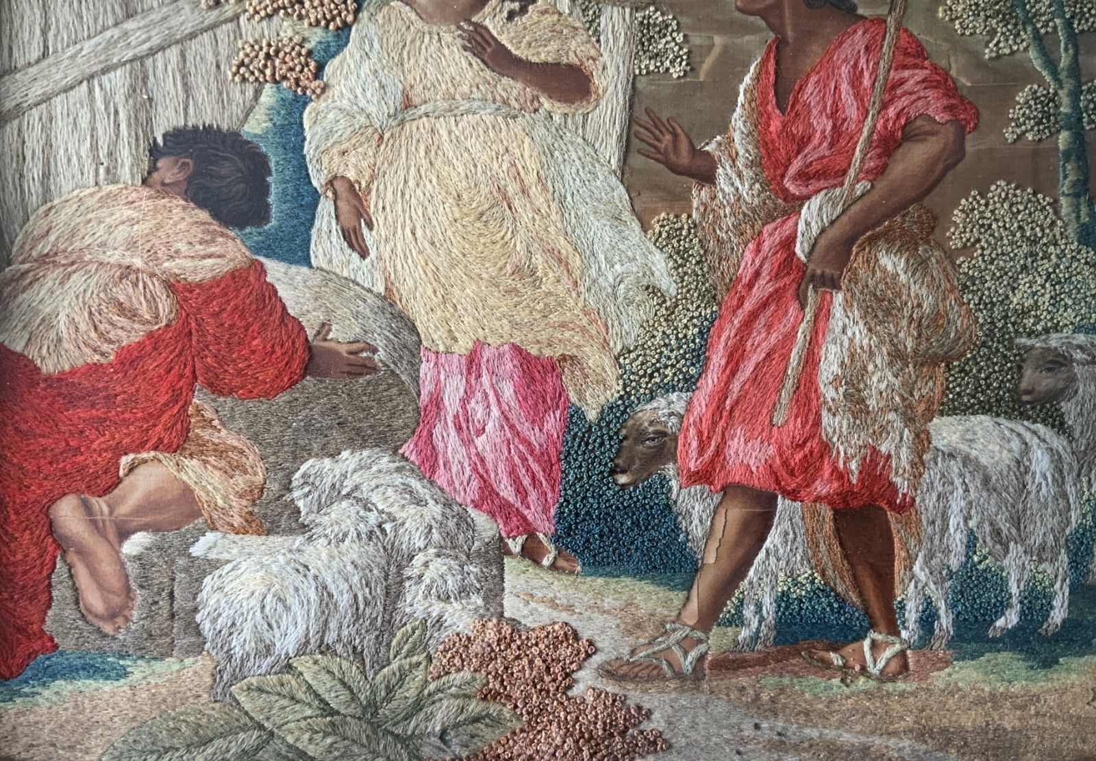18th Century George III Embroidered Silk And Wool Pastoral Farming Picture photo buy