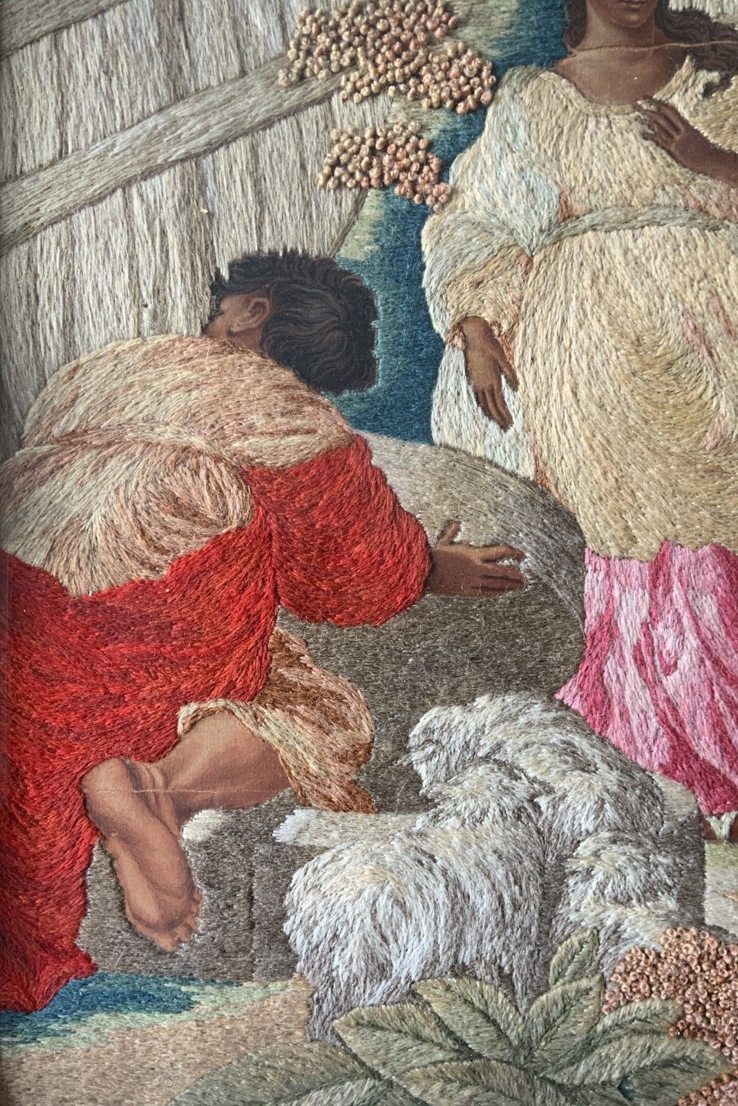 photo for sale 18th Century George III Embroidered Silk And Wool Pastoral Farming Picture