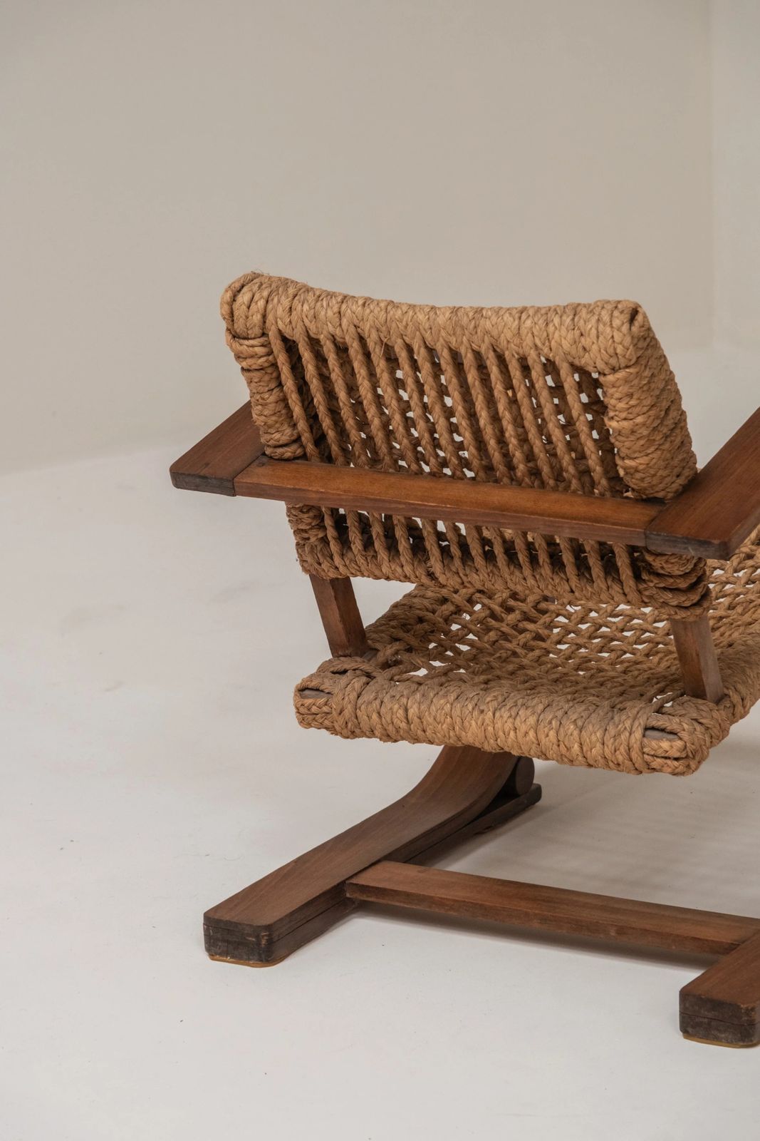 Mid Century Rope Chair By Audoux & Minet, France, 1950s photo buy
