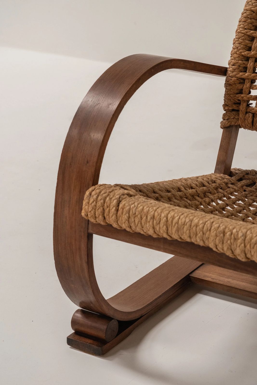 Furniture Mid Century Rope Chair By Audoux & Minet, France, 1950s photo