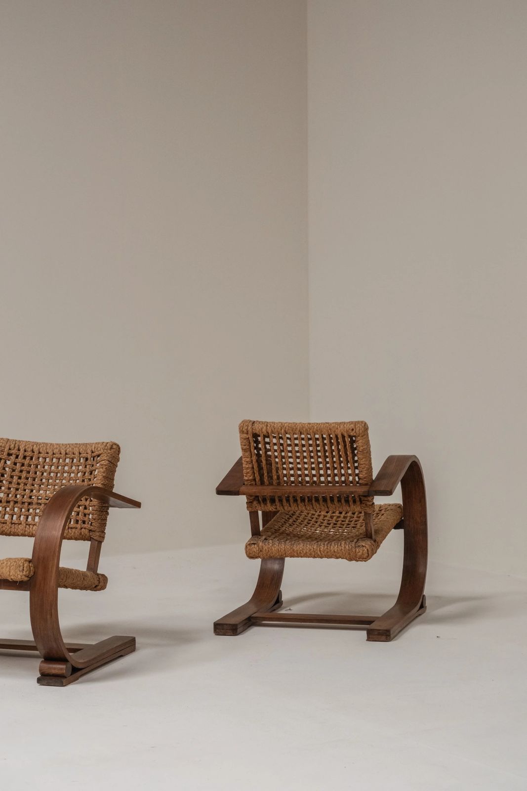 photo buy Mid Century Rope Chair By Audoux & Minet, France, 1950s