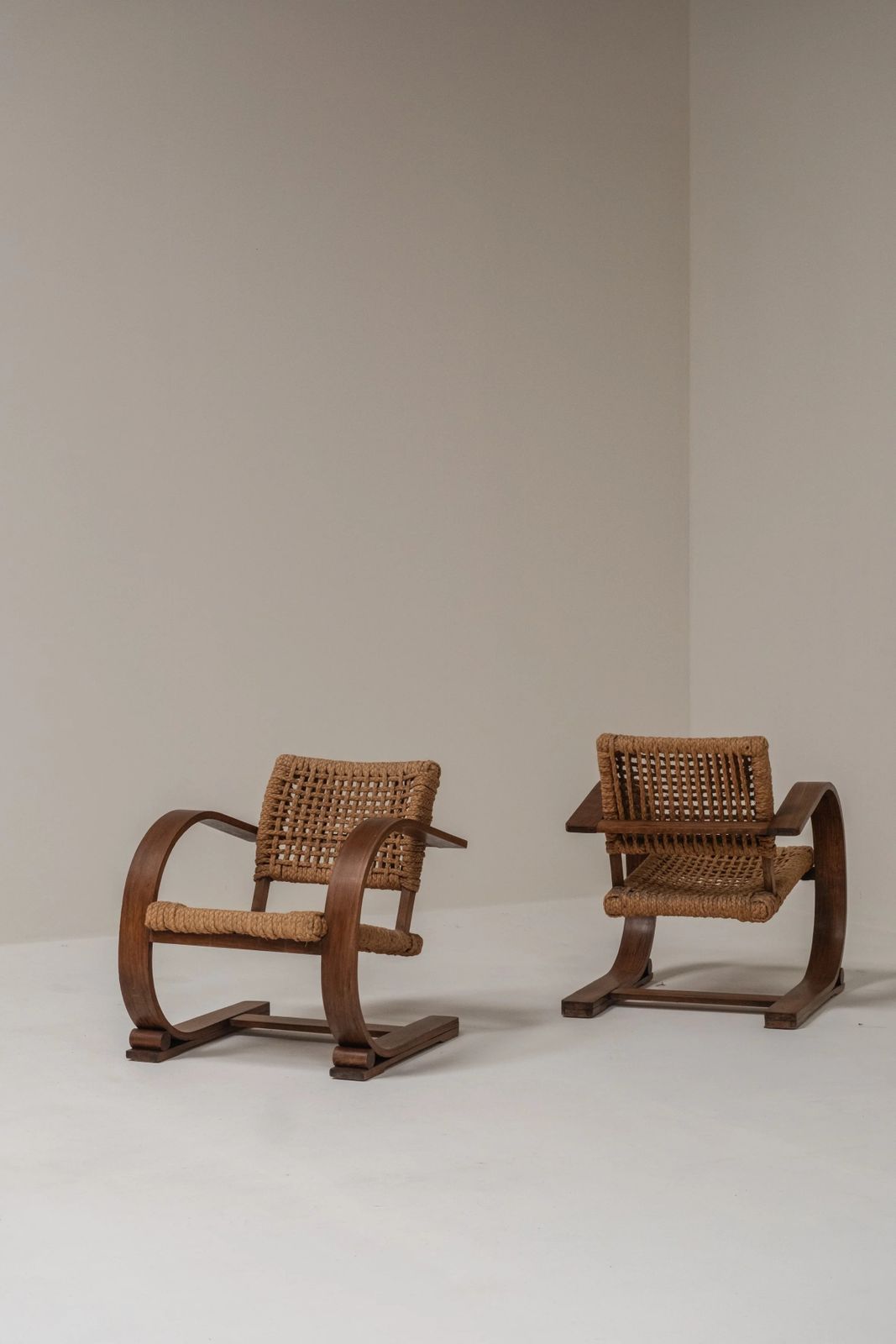 photo vintage Mid Century Rope Chair By Audoux & Minet, France, 1950s