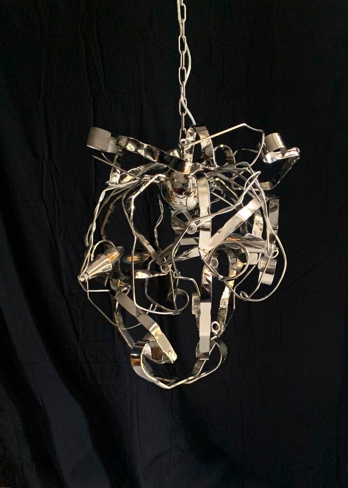 Metal Chandelier W/ Six Lights Possibly A Delphinium By Brand Van Egmond photo furniture