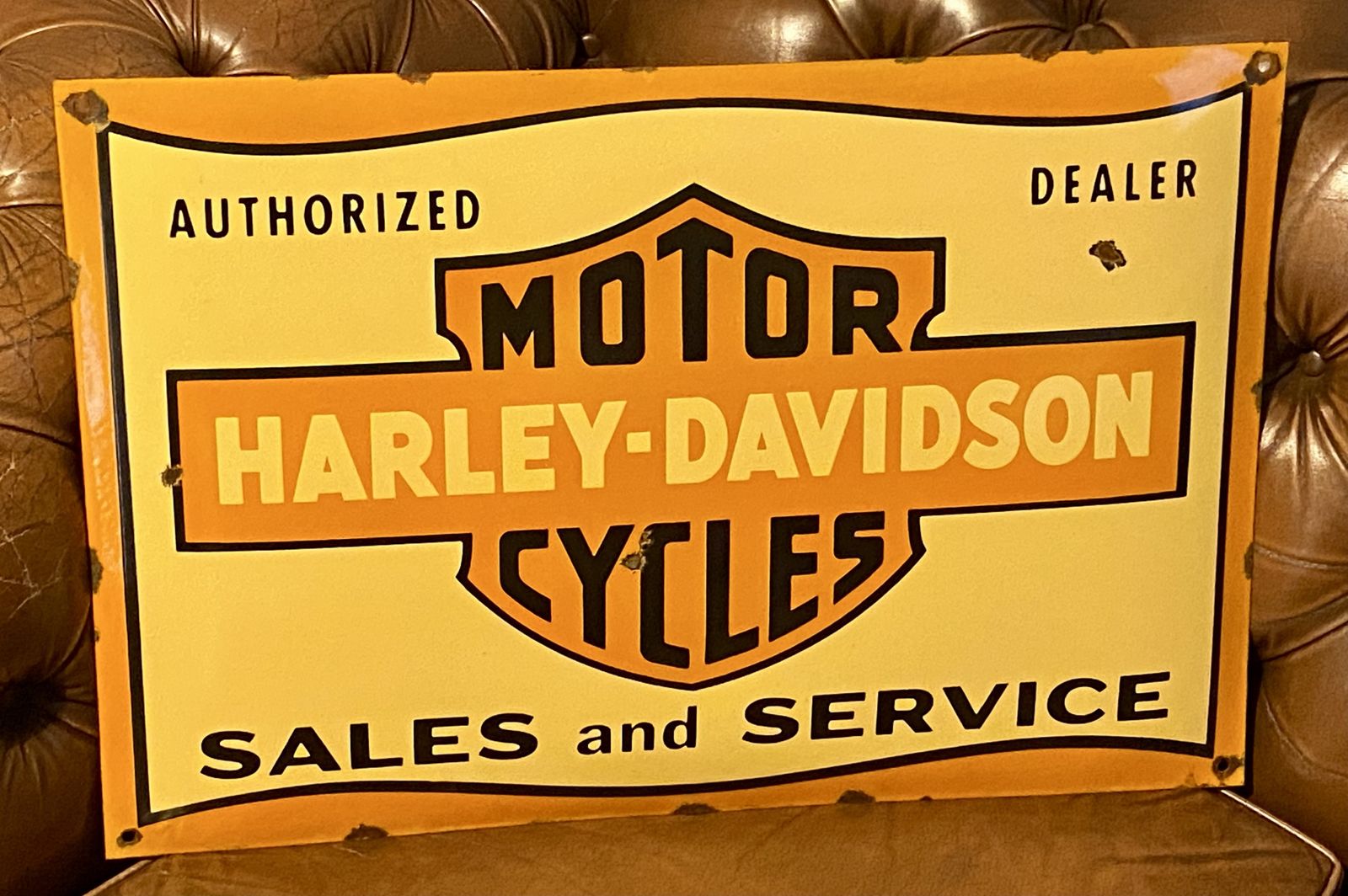 Harley Davidson Authorised Dealer Motorcycles Sales And Service Large Enamel Advertising Sign Motorcycle Motorbike