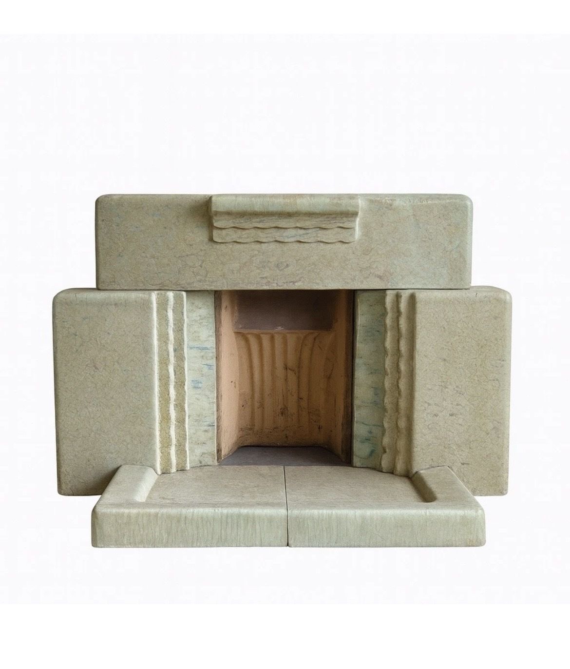 Original Art Deco Fireplace Surround Glazed Green Good Condition For Age