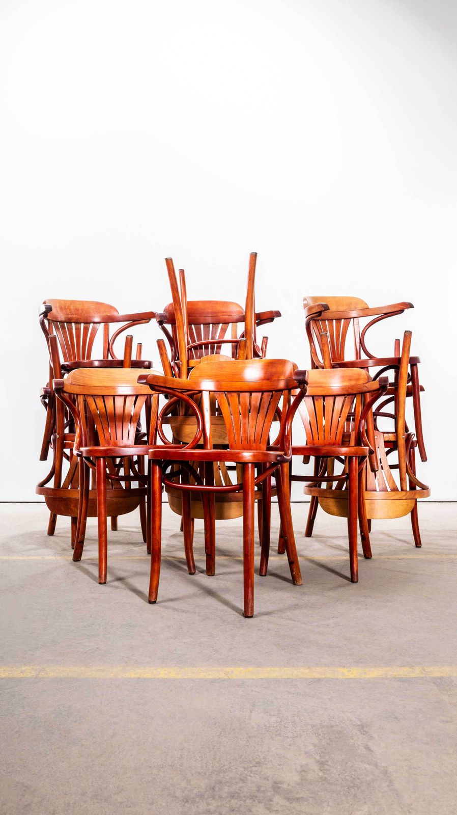 700.0 1970’s Honey Red Fan Back Dining Armchairs   Set Of Four photo