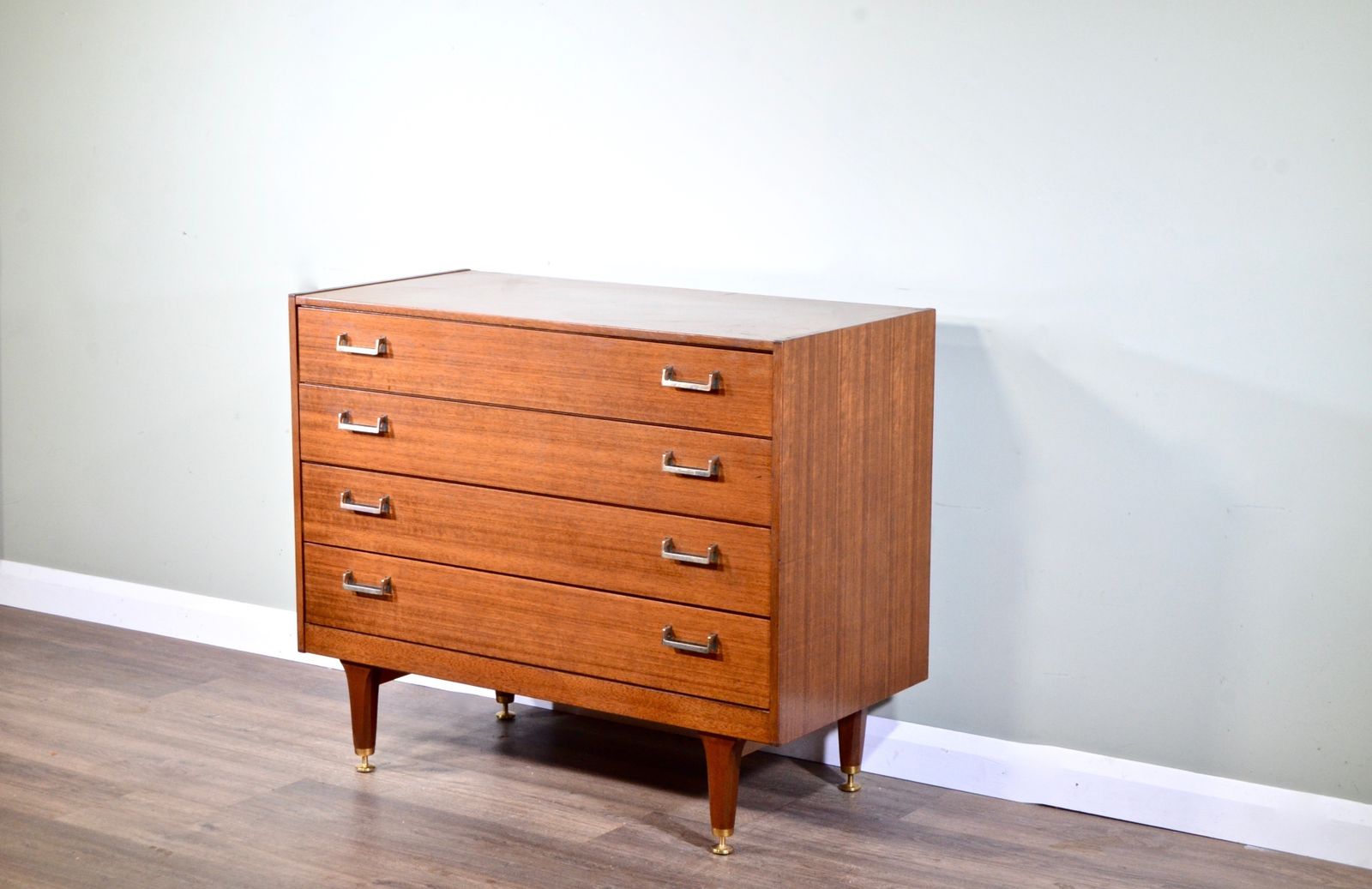 Midcentury Walnut And Brass Chest Of Drawers By G Plan. Vintage / Modern / Danish Style. photo vinterior