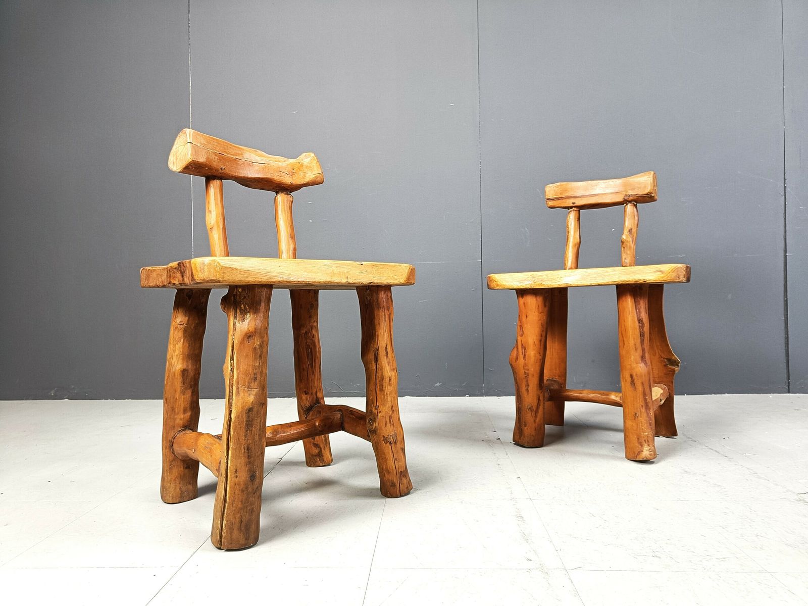 Set Of 6 Sculptural Brutalist Dining Chairs,  Set Of 6   1960s photo furniture