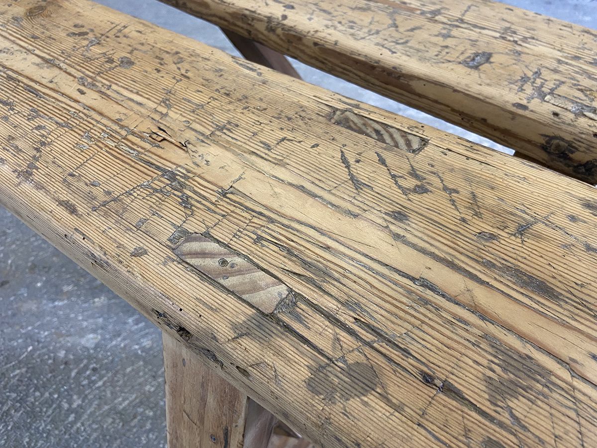 Pair Of Rustic French Pine Farmhouse Benches photo buy