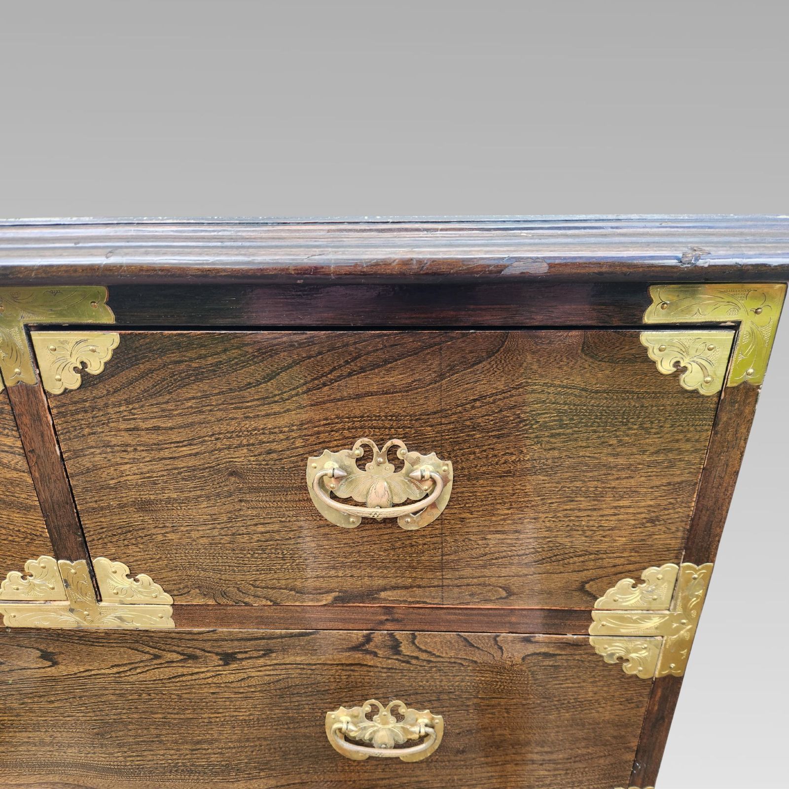Stunning Large Korean Bandaji Vintage Elm Veneer Chest Of Drawers photo vintage