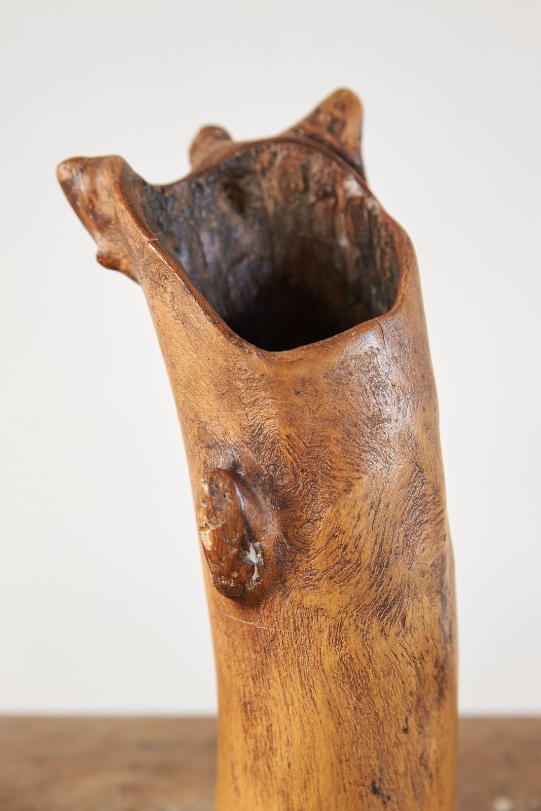Burr Edged Olive Wood Vase, France C1950 photo Home Decor