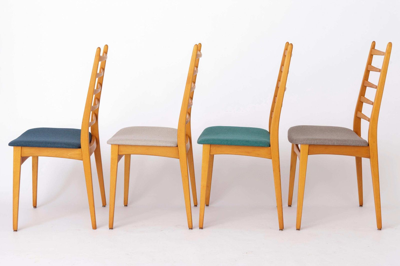 Set Of 8 Vintage Dining Chairs, Wenzel Germany 1970s, Beech Wood, Mid Century Modern photo Furniture