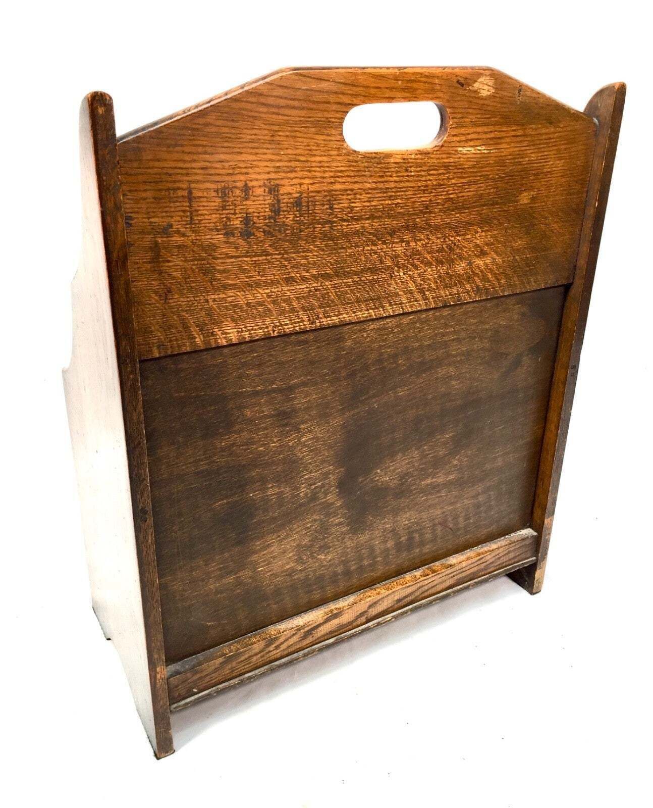 Antique Wooden Oak Arts & Crafts Magazine Rack / Newspaper Holder Display C.1920 photo vinterior