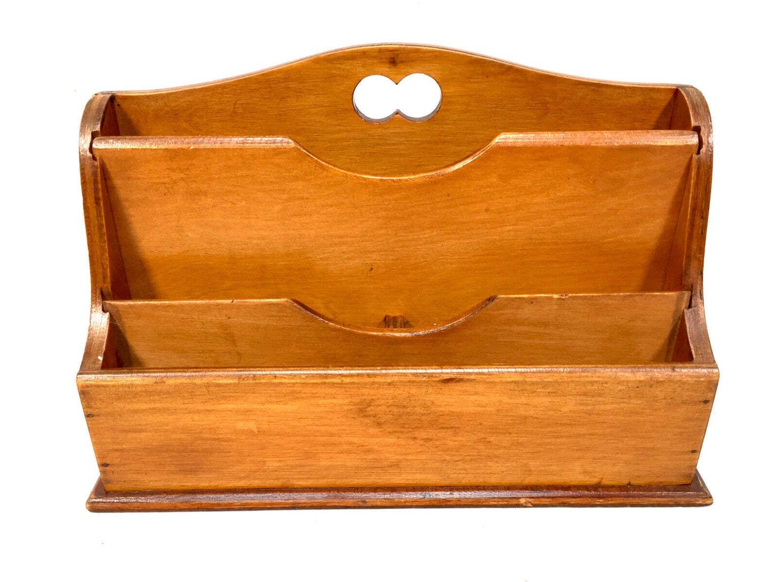 Antique Wooden Desktop Letter Rack / Stationery Holder Mid 20th Century C.1950s photo furniture