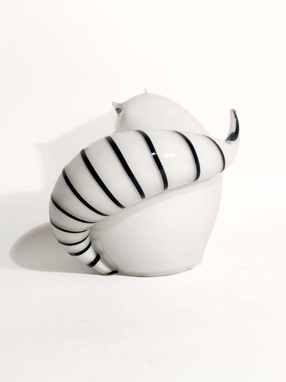Seguso 1990s Black And White Murano Glass Cat Sculpture photo buy