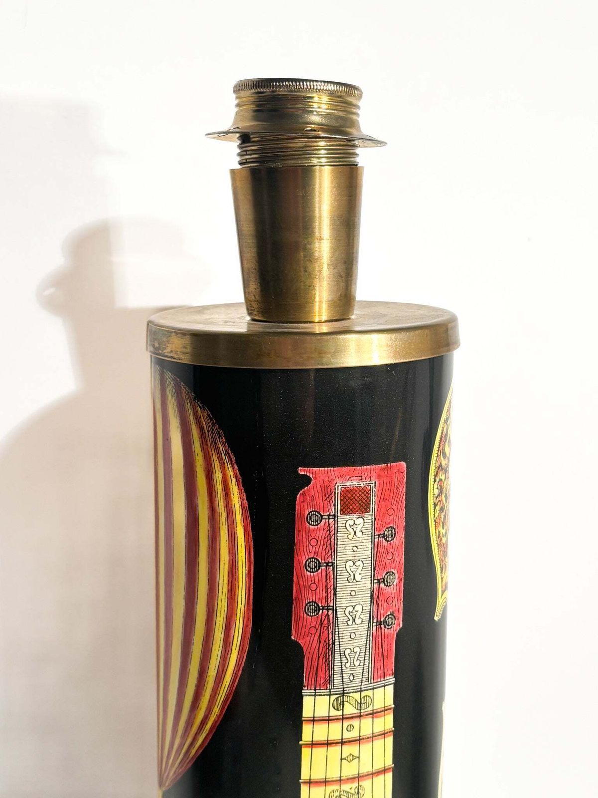 Pair Of Cylindrical Lamps With Musical Instruments By Piero Fornasetti, 1950s photo Lighting
