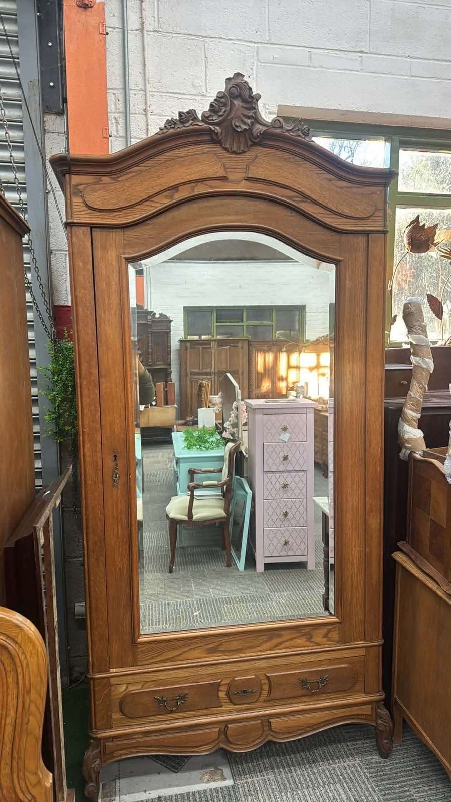 Beautiful French Mirror Carved Amoire Wardrobe photo for sale