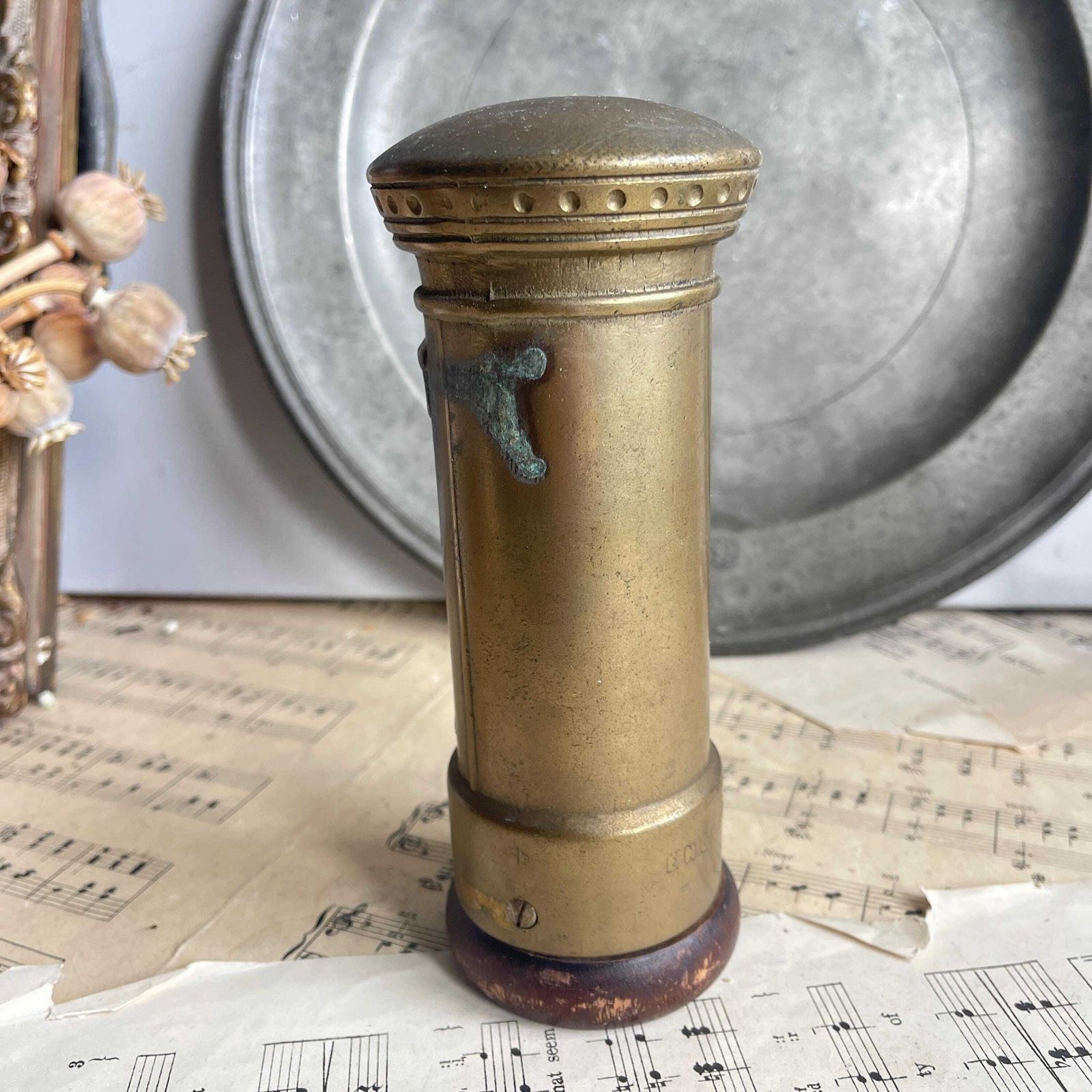 Vintage Brass Post Office Box Money Bank   Desk Decor Greycatbrocante      5 Out Of 5 Stars photo vinterior
