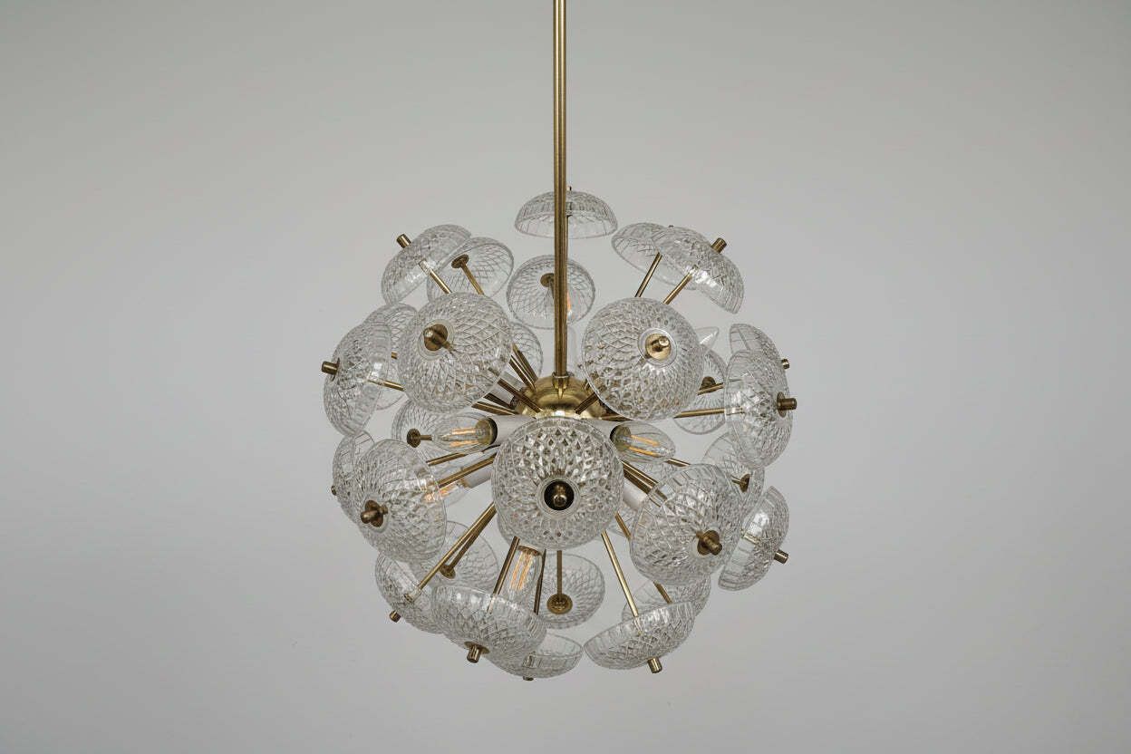 Mid Century Glass Dandelion Chandelier Kamenický šenov 1960s Czechoslovakia photo Lighting