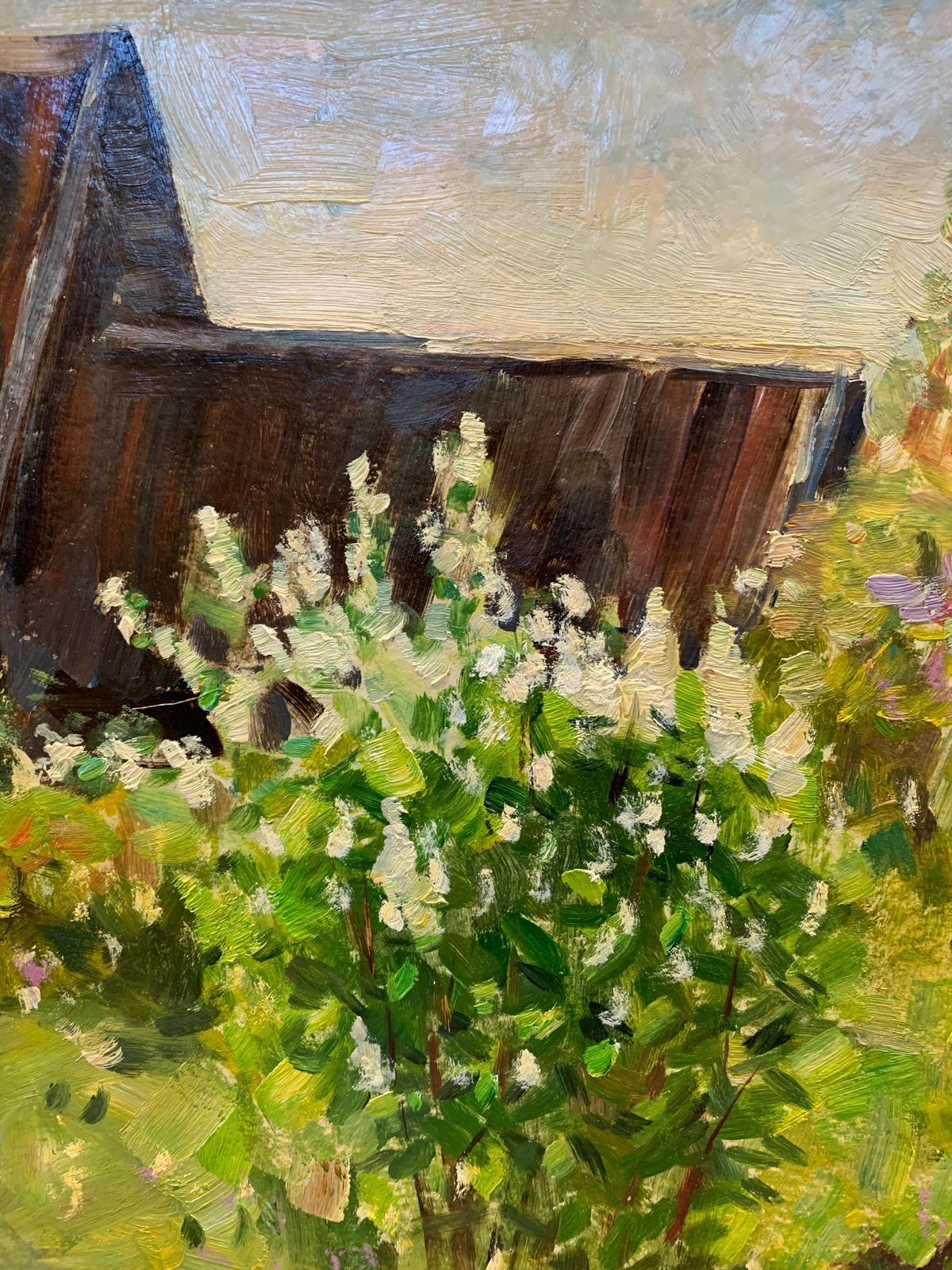 Boris Lavrenko"Flowery Lilac"Country House, Garden Cm. 50 X 40 Oil 1980 Shipping Free1980 photo for sale