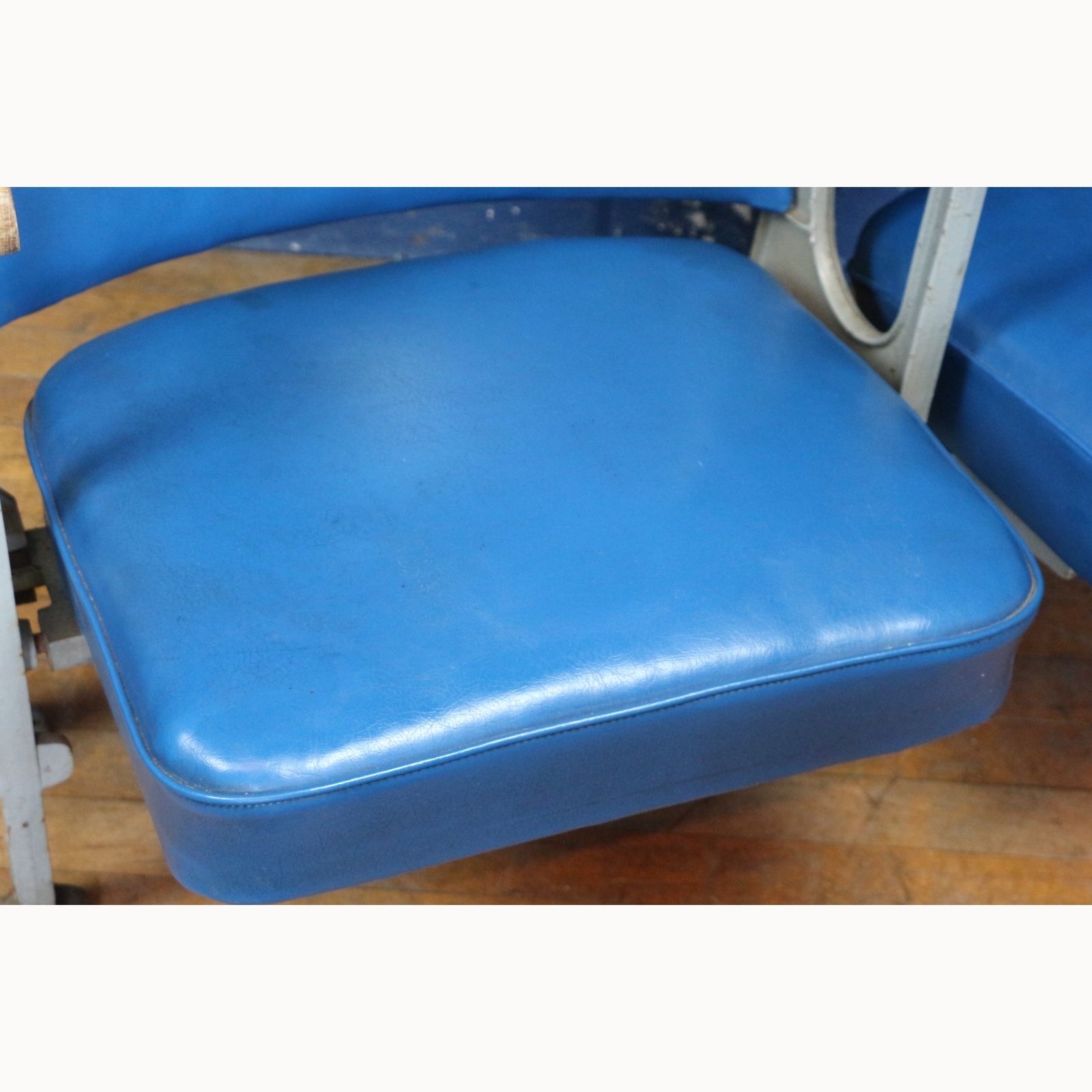 A Pair Of Art Deco C1930s Cinema Theatre Seats Blue Leather photo Furniture