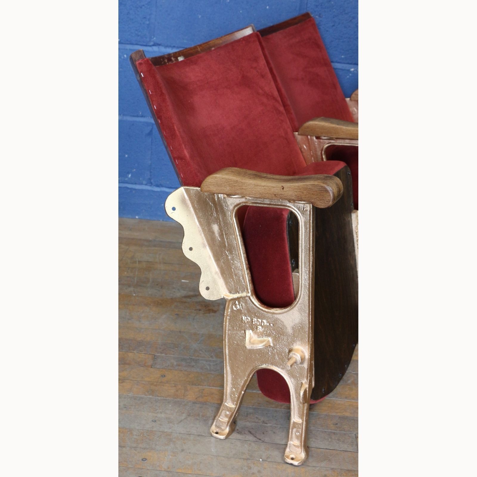A Pair Of Art Deco C1930s Cinema Theatre Seats Maroon Velvet photo buy