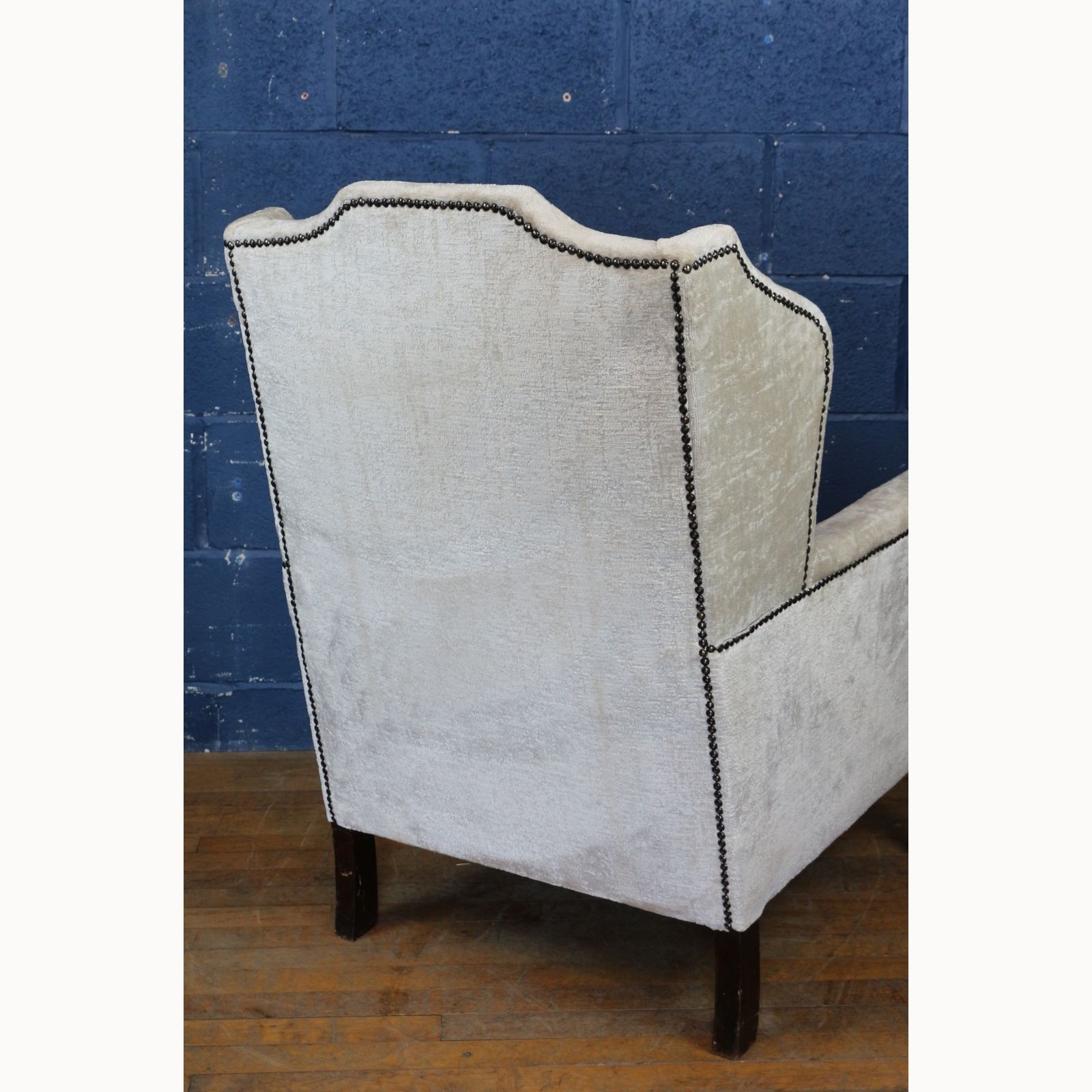 A Quality Georgian Style Velvet Upholstered Wing Arm Chair photo buy