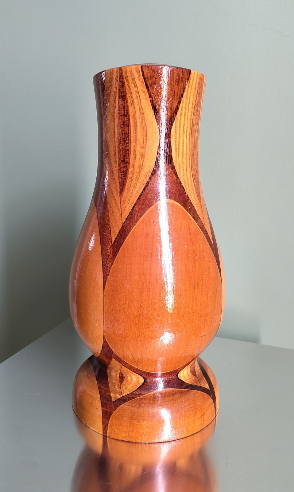 Mid‑Century Sculptural Turned Wood Vase, Northern Germany, C. 1960s–70s — Scandinavian Modern Influence — Large 30 Cm Design Object photo furniture