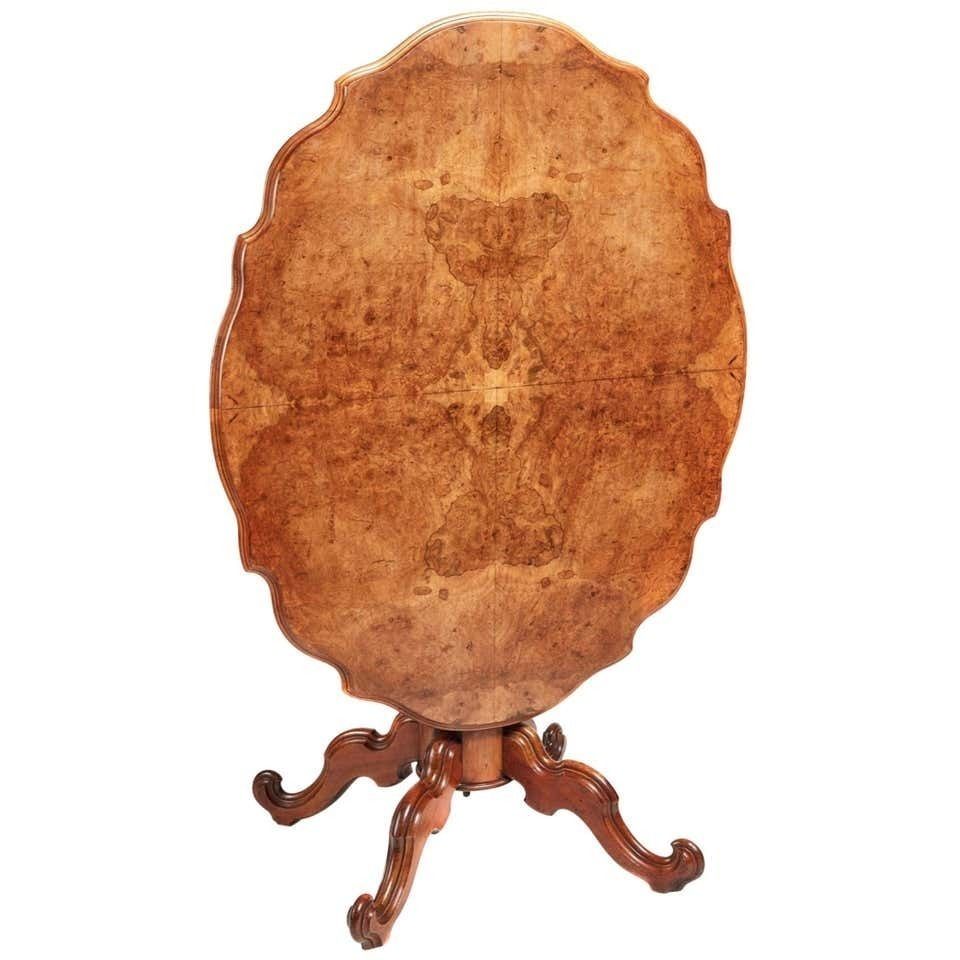 Fine Quality Antique Victorian Burr Walnut Tilt Top Centre Table, Circa 1850