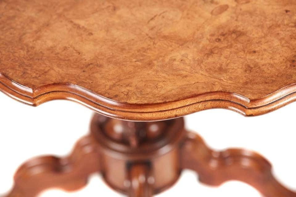 Fine Quality Antique Victorian Burr Walnut Tilt Top Centre Table, Circa 1850 photo vinterior