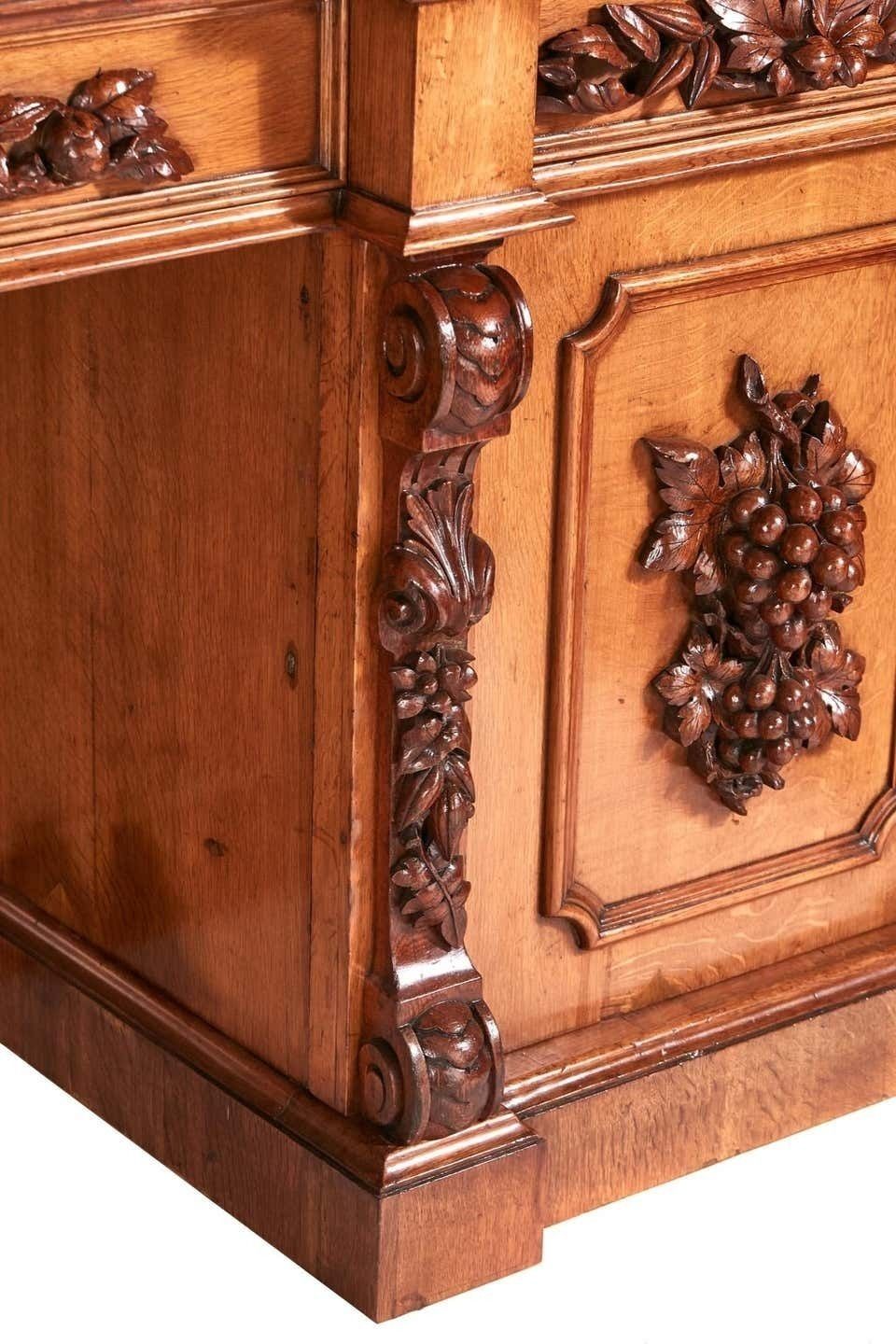 Magnificent Large 19th Century Victorian Antique Carved Oak Mirror Back Sideboar photo vintage