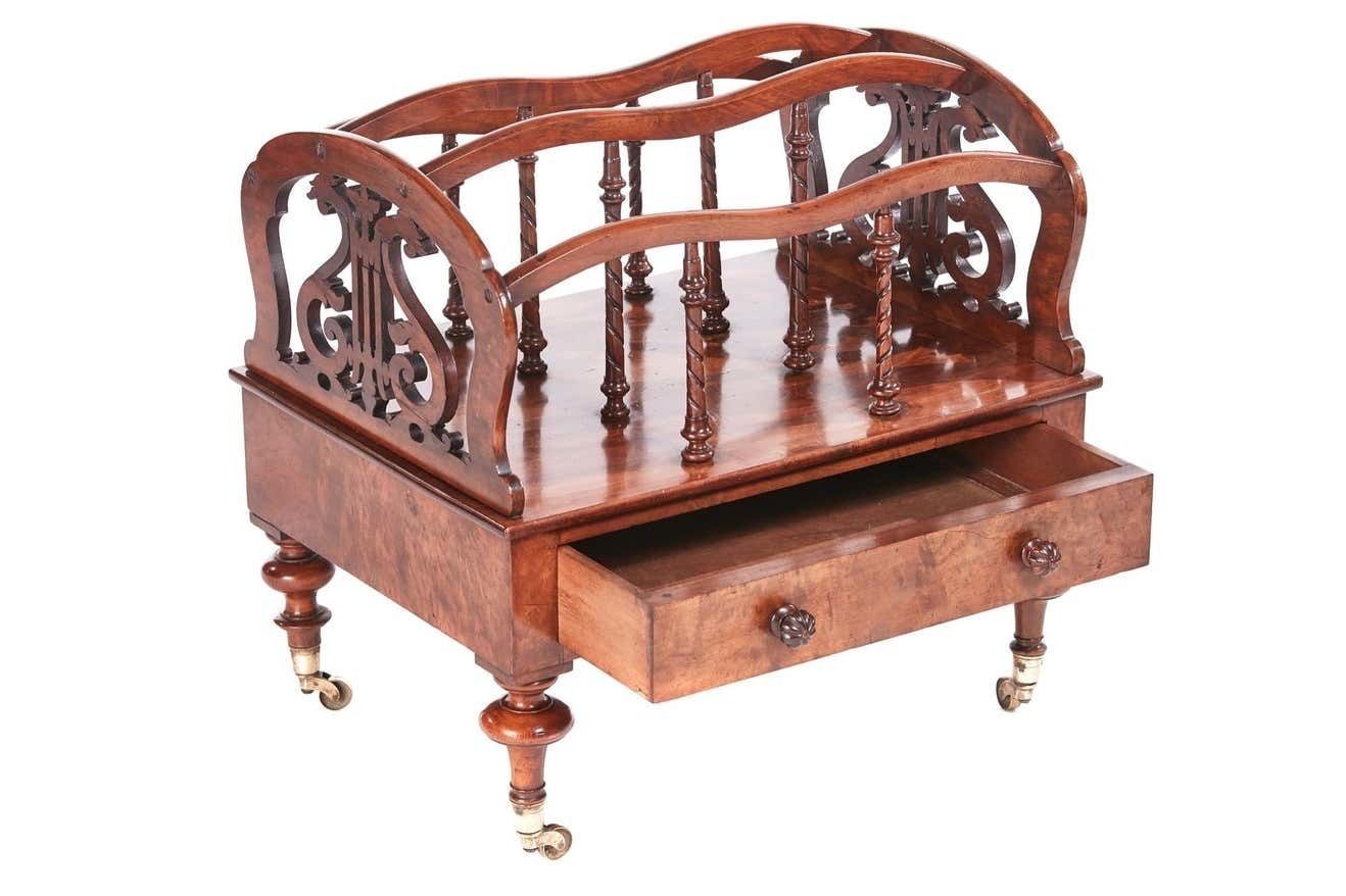 Antique 19th Century Victorian Burr Walnut Canterbury photo furniture