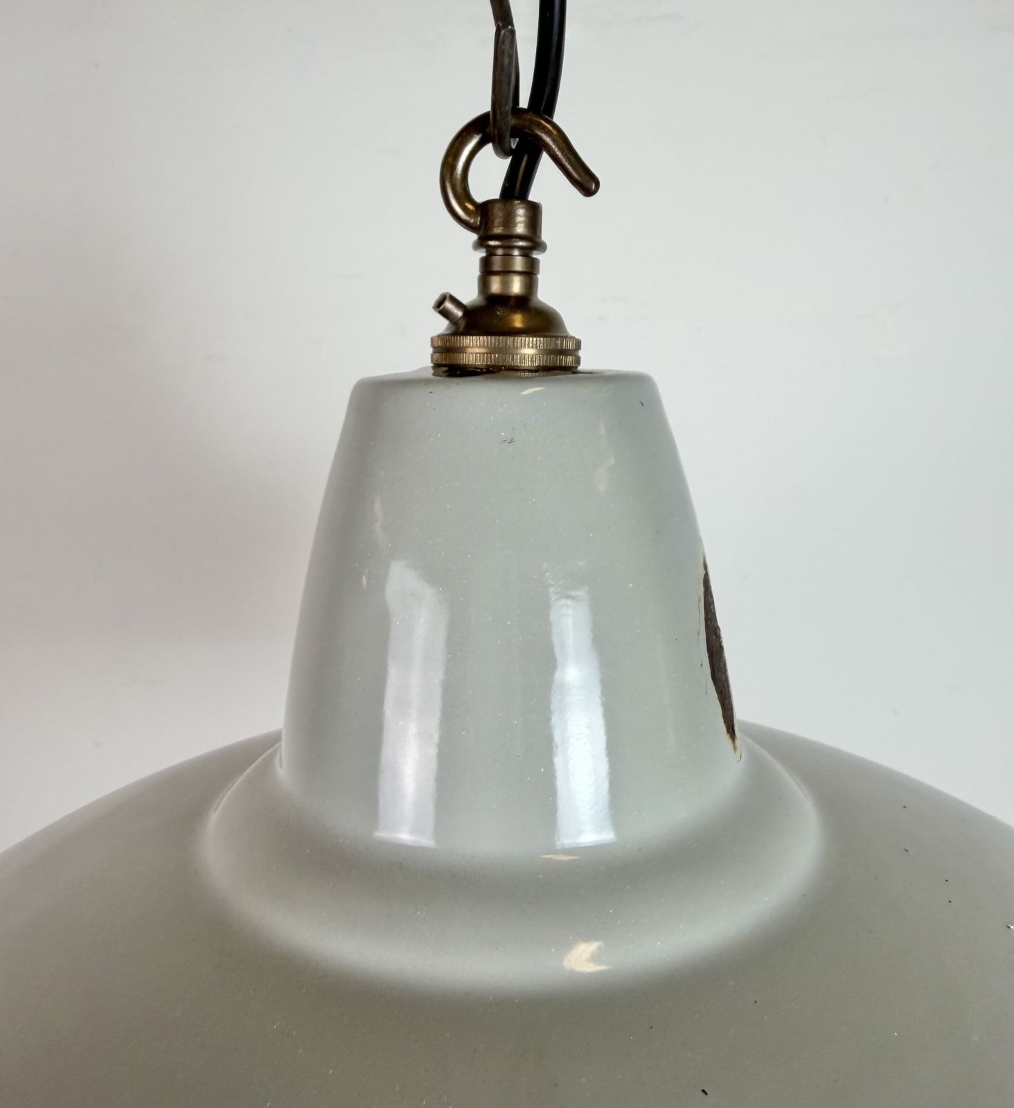 Industrial Grey Enamel Factory Pendant Lamp From Thorlux, 1960s, 6x photo Lighting