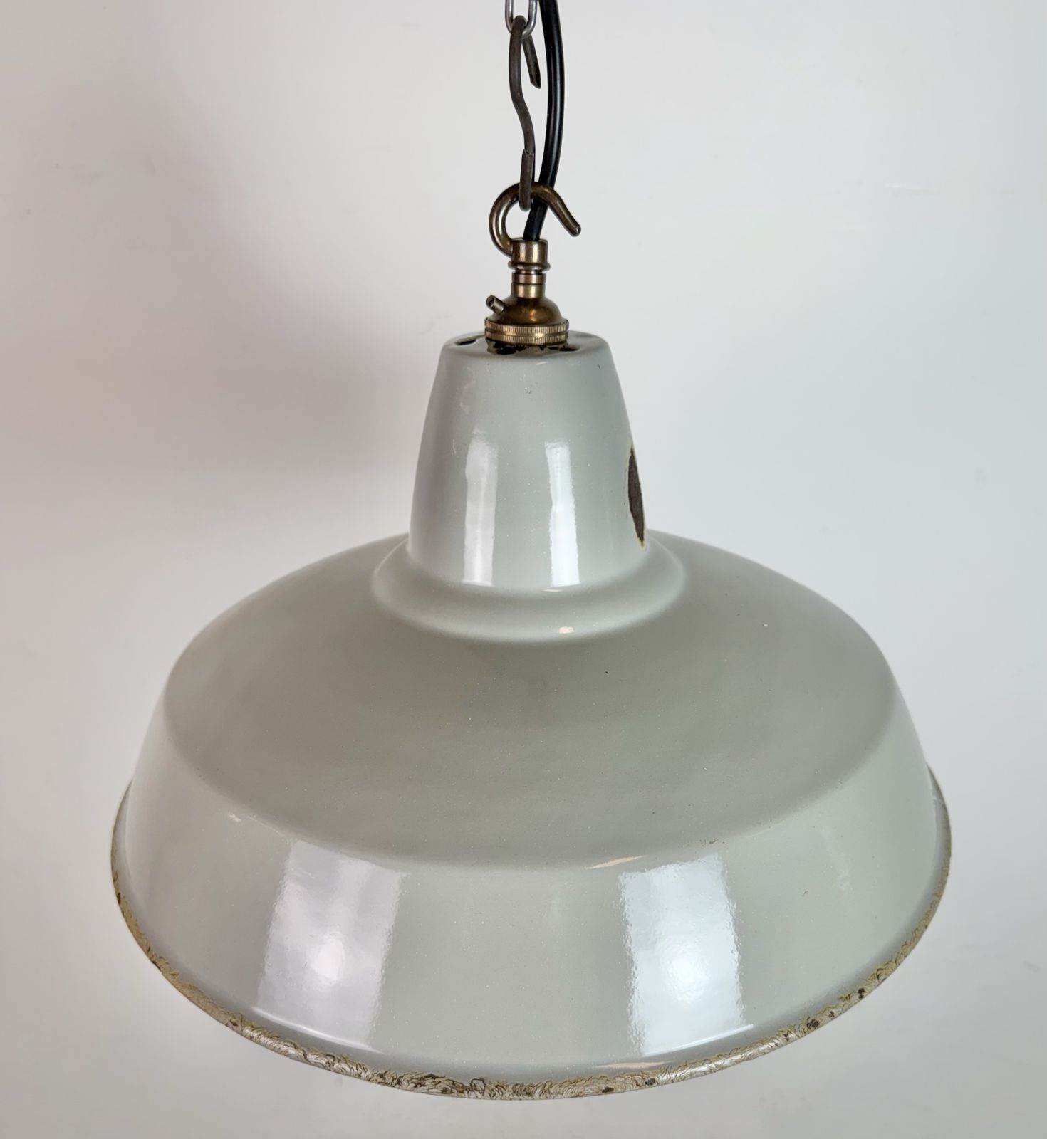 Industrial Grey Enamel Factory Pendant Lamp From Thorlux, 1960s, 6x photo vinterior