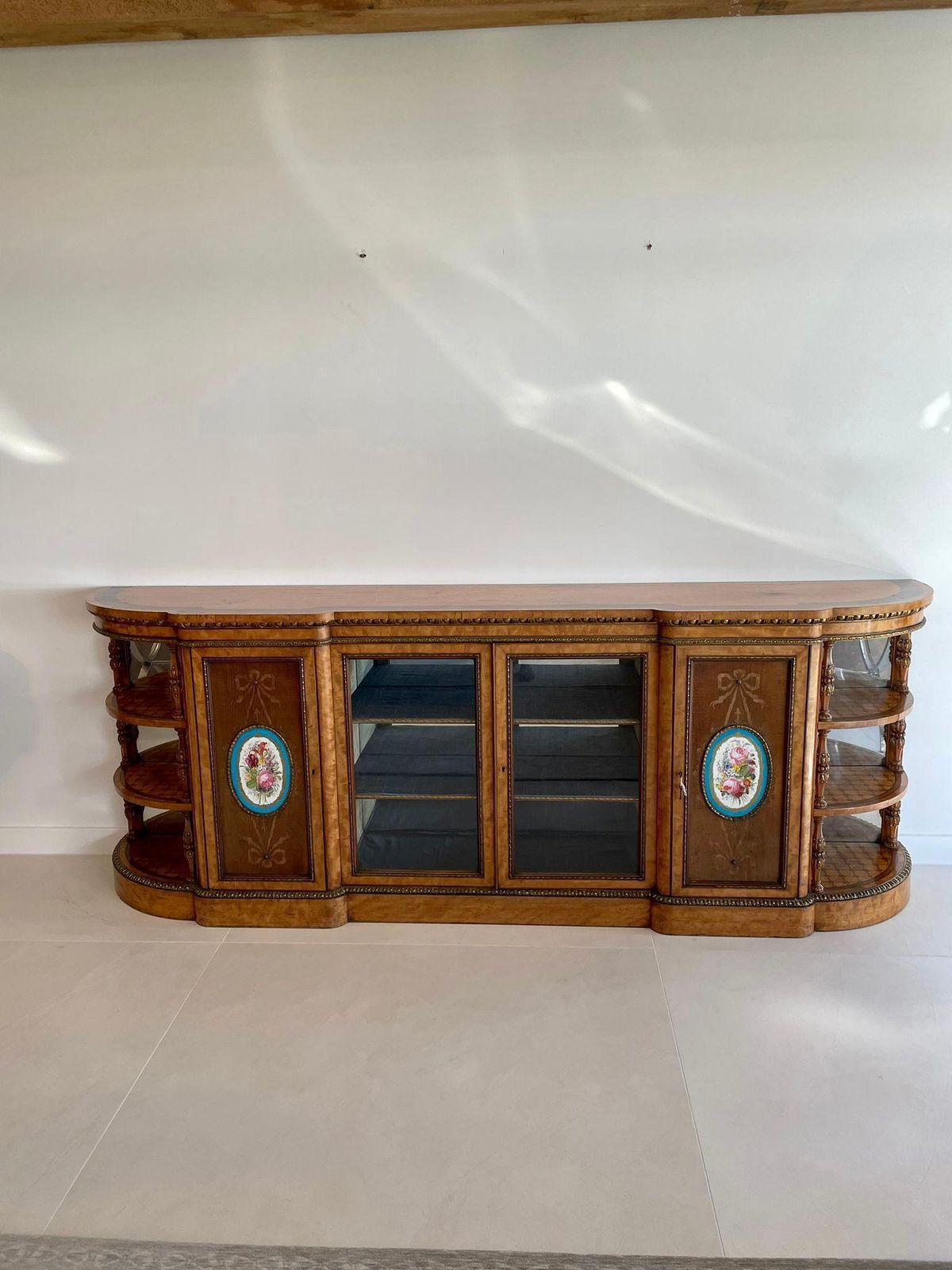 Magnificent Exhibition Quality Large Satinwood Inland & Ormolu Mounted Credenza/Sideboard photo for sale