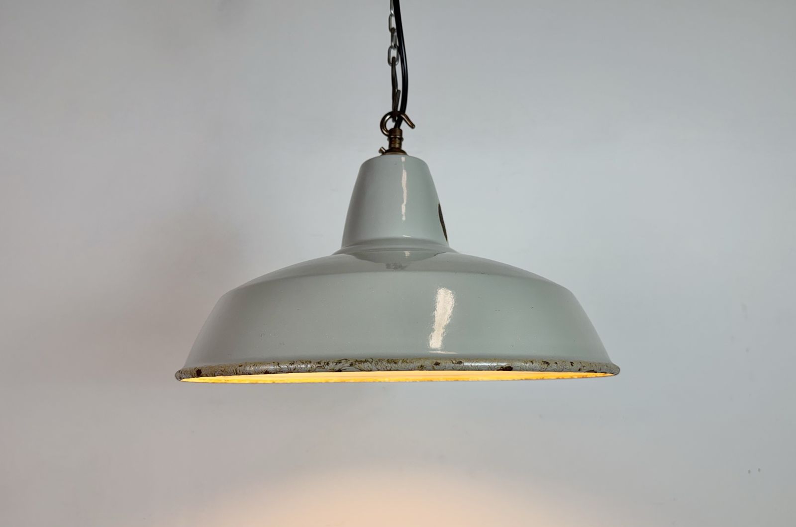 photo furniture Industrial Grey Enamel Factory Pendant Lamp From Thorlux, 1960s, 6x