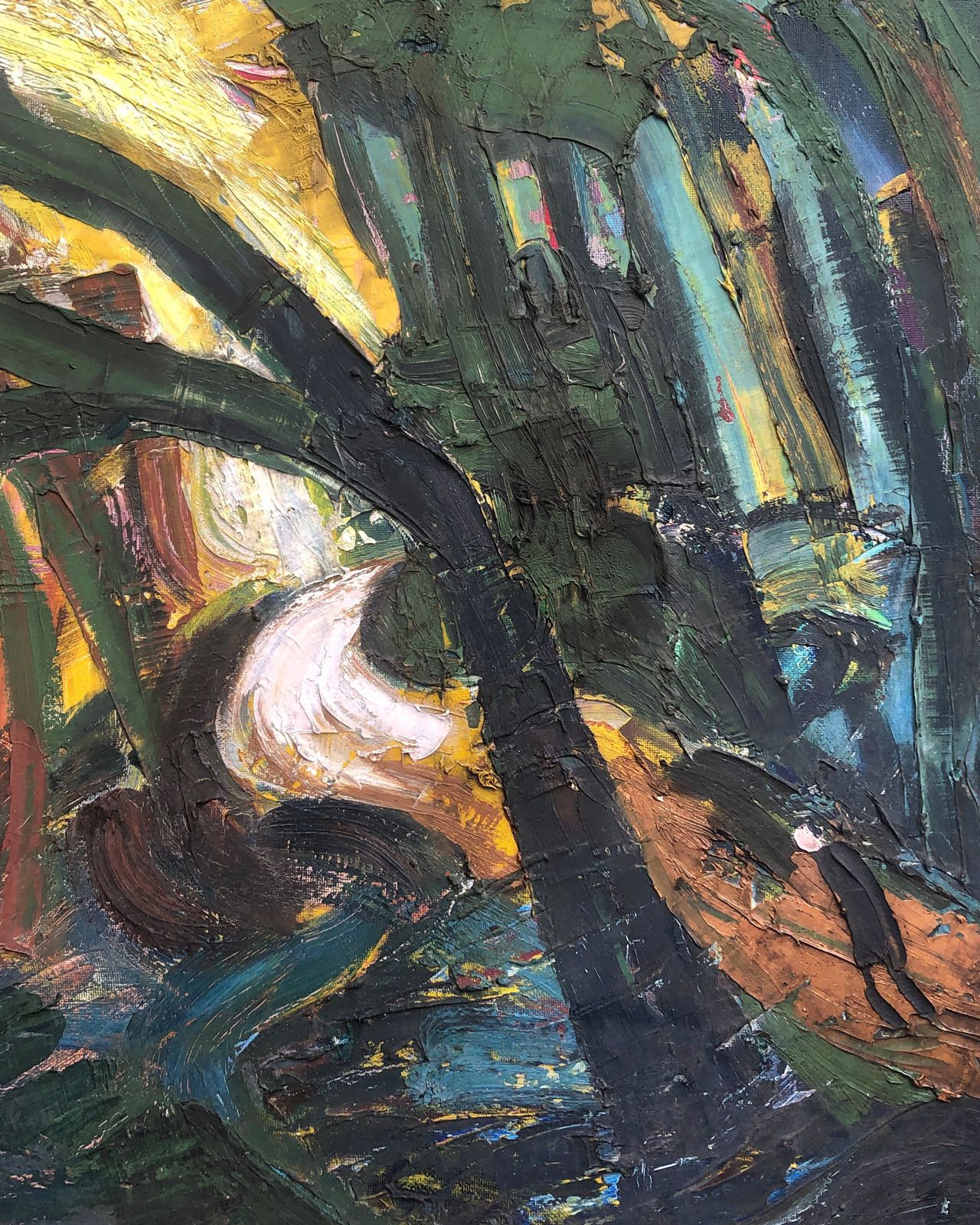 Large Intense Semi Abstract 1970s English Oil Painting photo 795.0