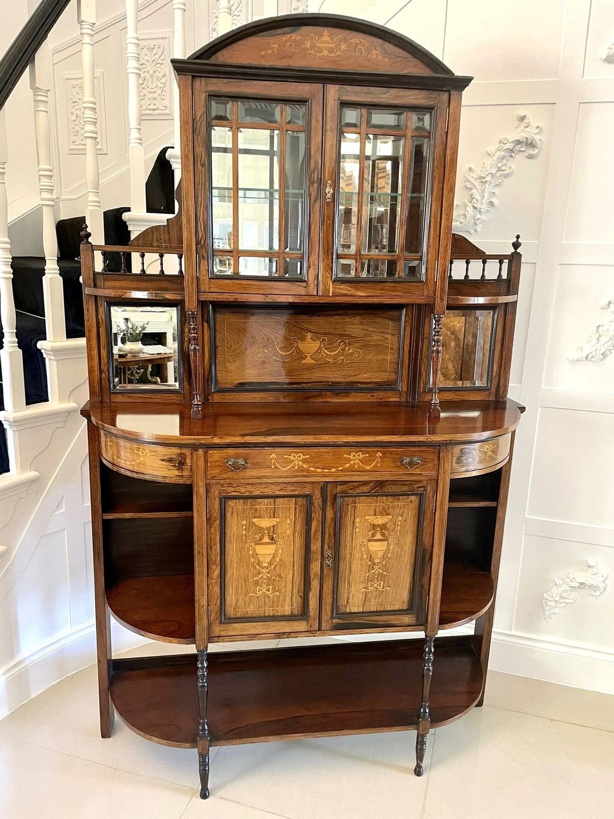 Antique Quality Rosewood Inlaid Side Cabinet