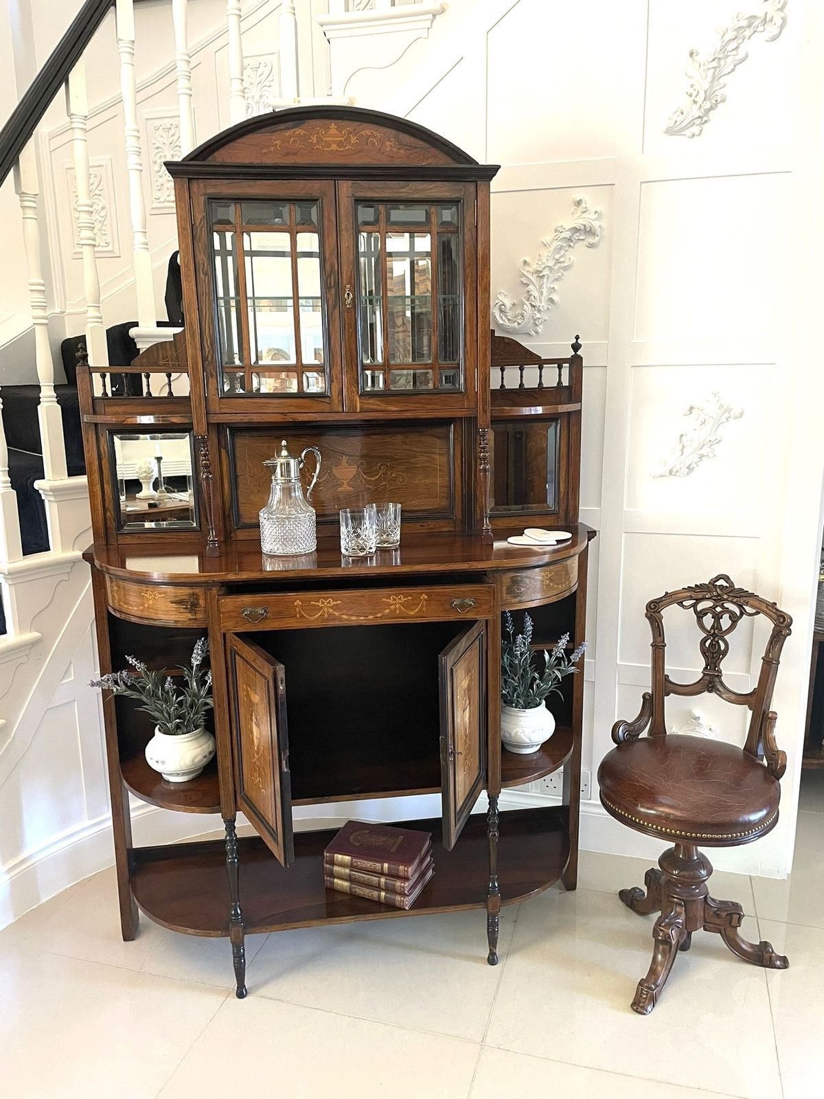 2125.0 Antique Quality Rosewood Inlaid Side Cabinet photo
