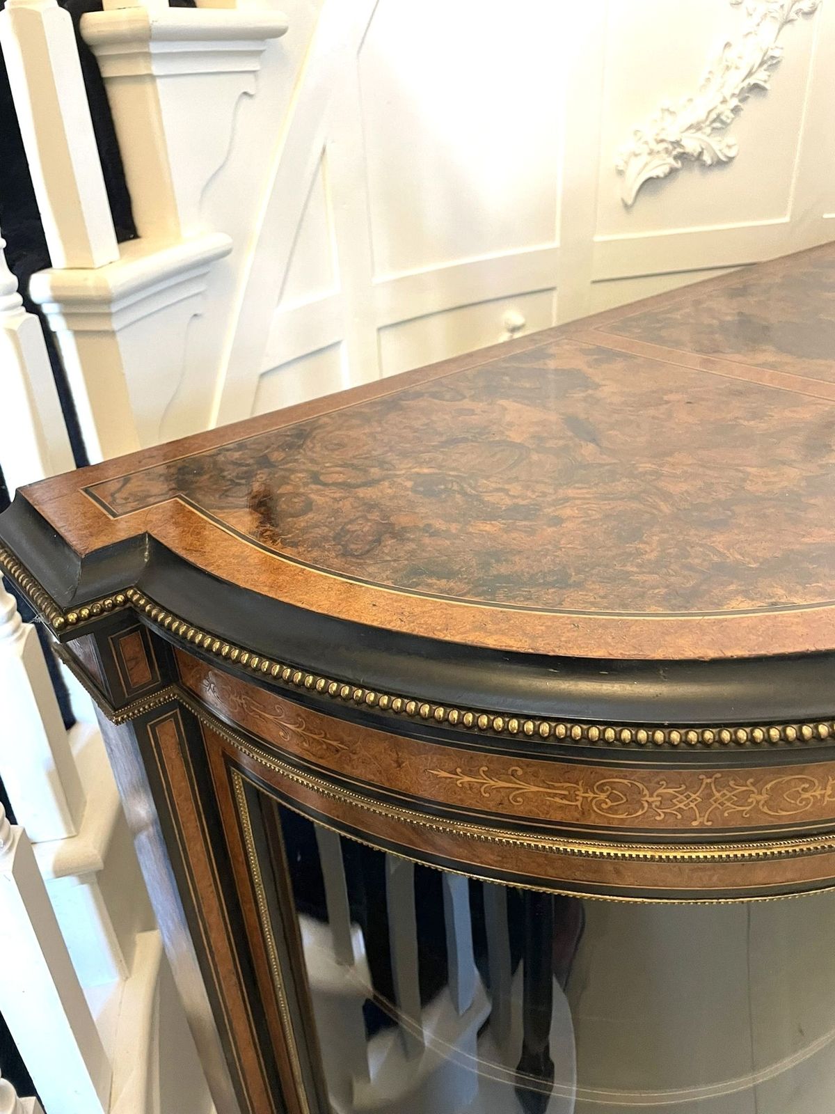 Superb Quality Large Antique Burr Walnut And Amboyna Inlaid Credenza photo vinterior