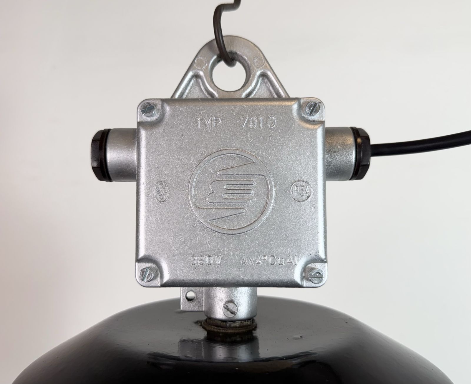 Large Black Industrial Factory Pendant Lamp From Elektrosvit, 1960s, 4x photo vinterior