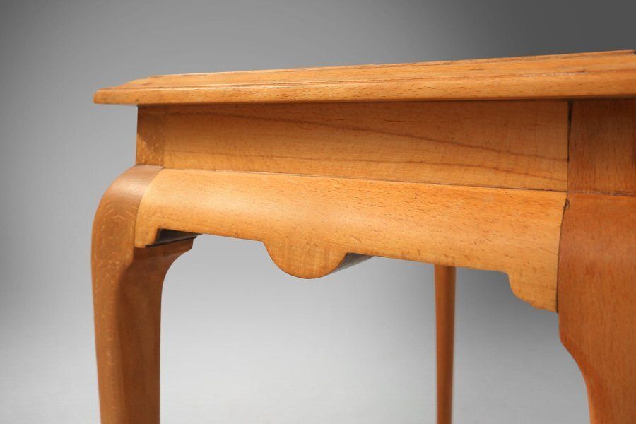 Side Table In Beech With Lace Inlay And Glass Top, France, 1950s photo 1044.0