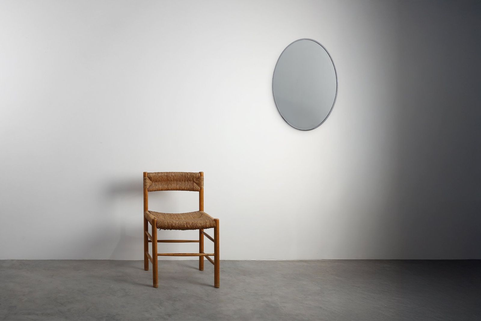 Art Deco Oval Nickel‑Plated Metal Mirror, Belgium, 1925 photo furniture