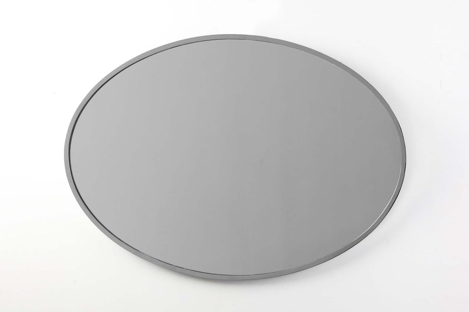 Art Deco Oval Nickel‑Plated Metal Mirror, Belgium, 1925 photo for sale