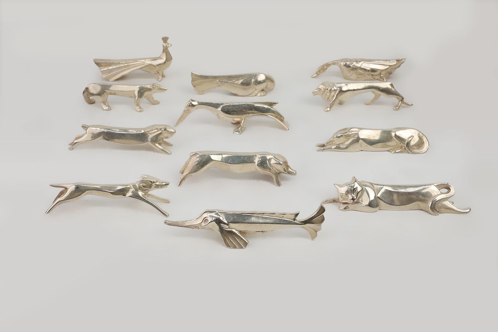 Menagerie By Edouard Marcel Sandoz For Christofle Gallia, France, 1920s, Set Of 12 photo 1409.0