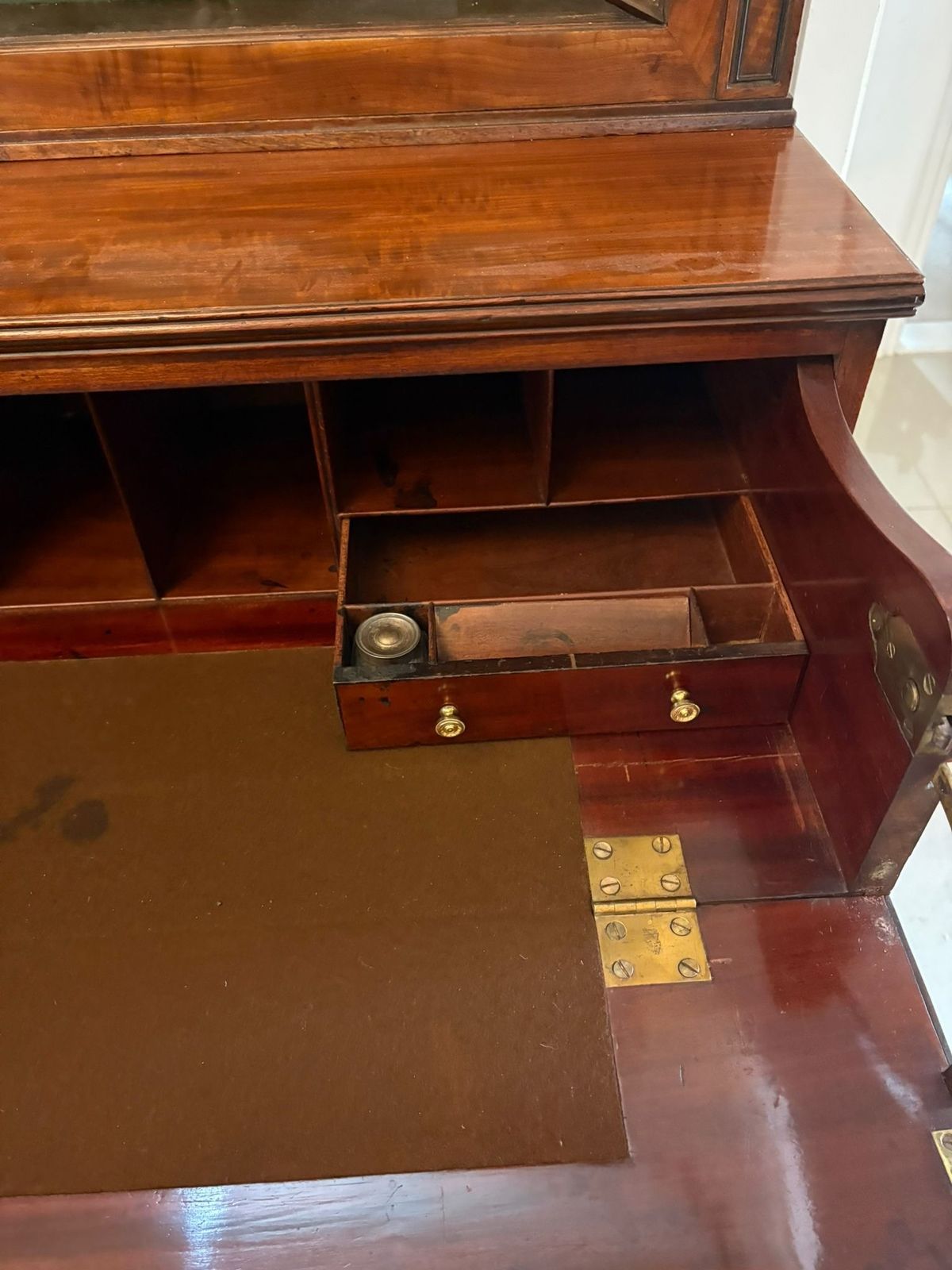 Antique Regency Figured Mahogany Secretaire Bookcase With Glazed Doors And Fitted Interior photo 4495.0