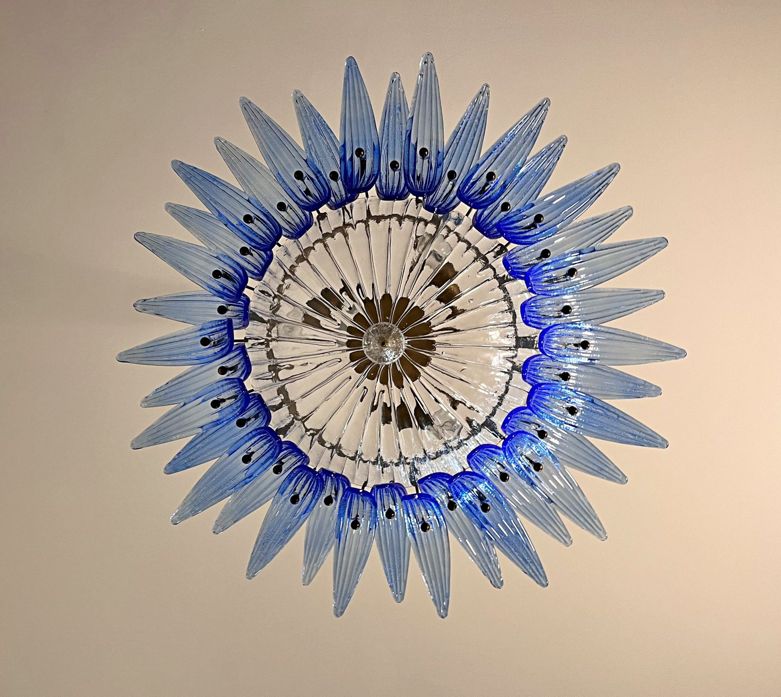 photo for sale Murano Chandelier Original Palmette, Blue Glasses
