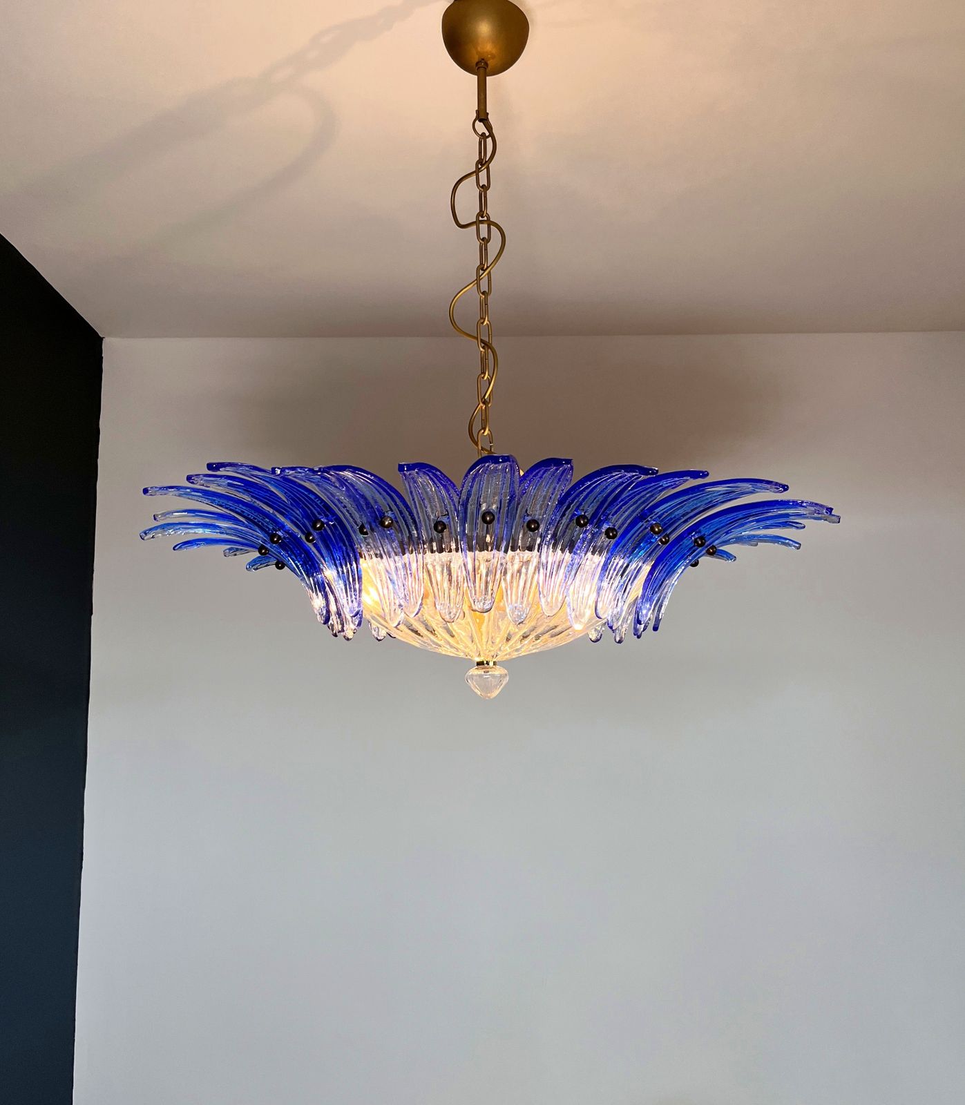 photo buy Murano Chandelier Original Palmette, Blue Glasses